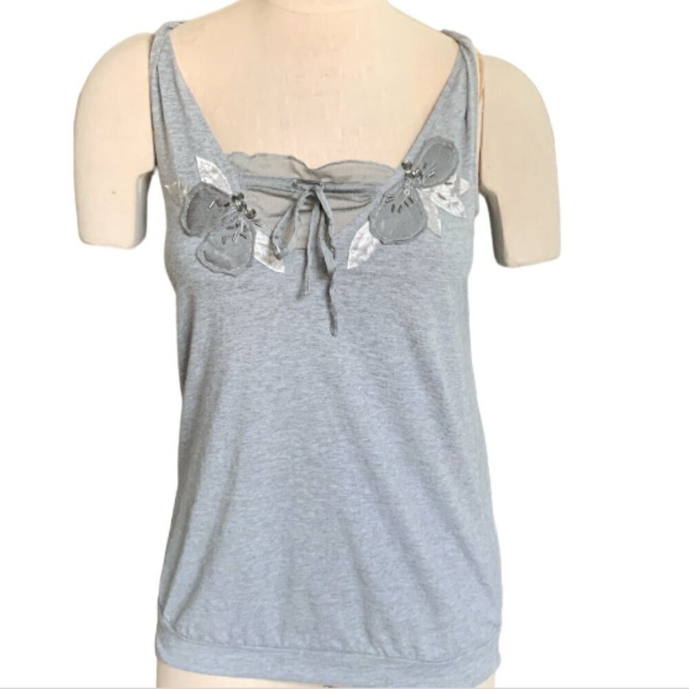 Rocha John Rocha Embellished Tank‎ Top Twist Strap 10 Gray #139M